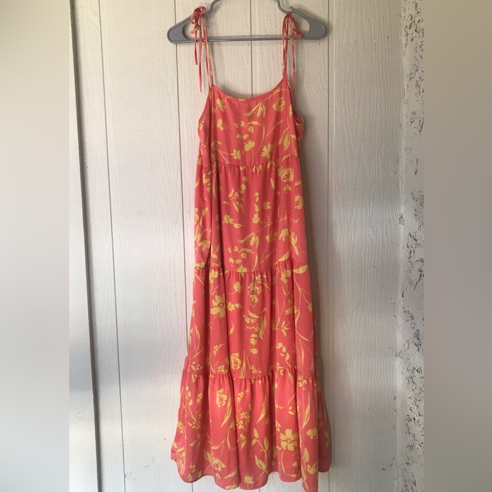 Orange Zara dress with yellow flowers